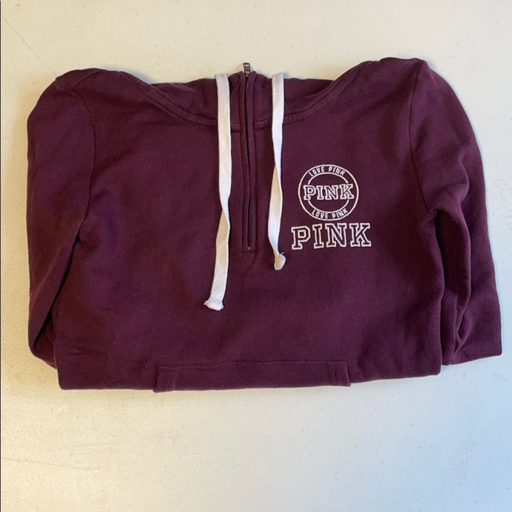 PINK Hooded 3/4 Zip Sweatshirt XS